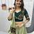 NAVRATRI WEAR MEHENDI COLOR COTTON LUMPI RIBBON LACE WORK PASTING BUTTA LEHENGA CHOLI SET FULL-STITCHED.
