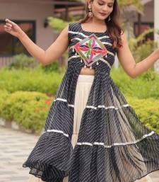 black printed pure cotton navratri lehenga with shrug 