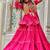 NAVRATRI WEAR PINK COLOR COTTON RIBBON LACE WORK LEHENGA CHOLI KOTI SET FULL STITCHED.