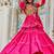 NAVRATRI WEAR PINK COLOR COTTON RIBBON LACE WORK LEHENGA CHOLI KOTI SET FULL STITCHED.