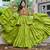 NAVRATRI WEAR GREEN COLOR COTTON RIBBON LACE WORK LEHENGA CHOLI KOTI SET FULL STITCHED.