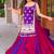 NAVRATRI WEAR BLUE-PINK COLOR VICHITRA SILK FLARED SOLID LEHENGA CHOLI SHRUG FULL STITCHED.