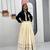 NAVRATRI WEAR BLACK-OFF-WHITE COTTON SOLID FLARED LEHENGA WITH SHIRT FULL STITCHED