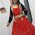 NAVRATRI WEAR RED COLOR GEORGETTE BANDHEJ PRINTED RIBBON WORK LEHENGA CHOLI  JACKET SET FUL STITCHED.