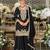 Black heavy blooming chinon silk suit set with zarkhan work