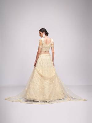 Bridal Off White Sequence Embroidered Wedding Lehenga Choli And Semistitche Blouse For Women's 5
