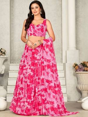 Women Printed Tie and Dye V-Neck Ready to Wear Lehenga & Blouse With Dupatta 1