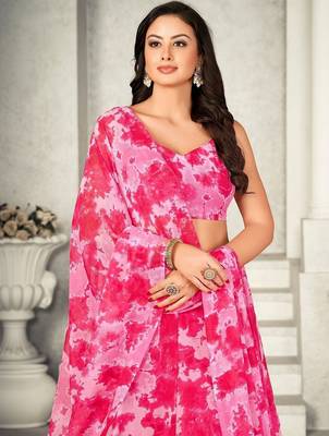 Women Printed Tie and Dye V-Neck Ready to Wear Lehenga & Blouse With Dupatta 3