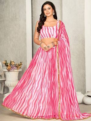 Printed Semi-Stitched Lehenga & Unstitched Blouse With Dupatta 1