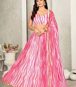 Printed Semi-Stitched Lehenga & Unstitched Blouse With Dupatta