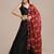 Black & Red Printed Lehenga & Unstitched Blouse With Dupatta