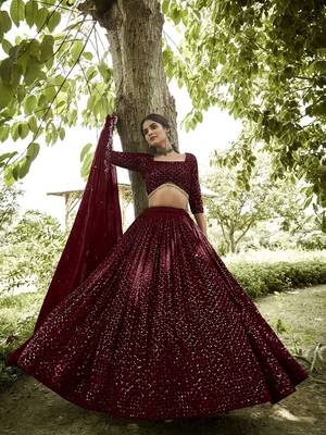 Embroidered Georgette Semi-Stitched Lehenga With Unstitched Blouse & Dupatta 1