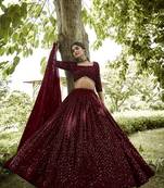 Embroidered Georgette Semi-Stitched Lehenga With Unstitched Blouse & Dupatta