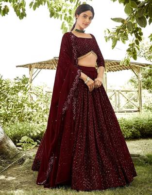 Embroidered Georgette Semi-Stitched Lehenga With Unstitched Blouse & Dupatta 3