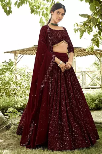 Embroidered Georgette Semi-Stitched Lehenga With Unstitched Blouse & Dupatta