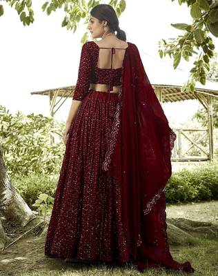 Embroidered Georgette Semi-Stitched Lehenga With Unstitched Blouse & Dupatta 4