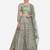 Sea Green & Red Embroidered Beads and Stones Semi-Stitched Lehenga & Unstitched Blouse With