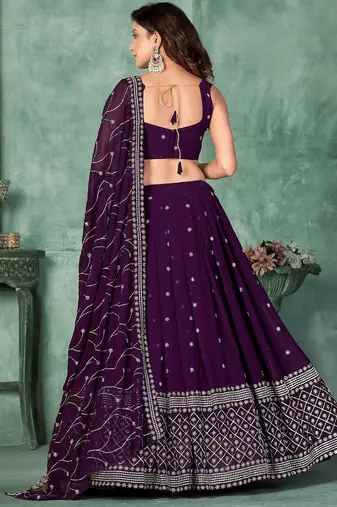 Embroidered Sequinned Semi-Stitched Lehenga & Unstitched Blouse With Dupatta