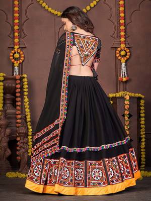 Embroidered Thread Work Semi-Stitched Lehenga & Unstitched Blouse With Dupatta 3