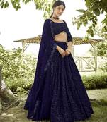 Embroidered Sequinned Semi-Stitched Lehenga & Unstitched Blouse With Dupatta