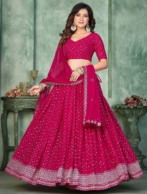 Embroidered Semi-Stitched Lehenga & Unstitched Blouse With Dupatta 1