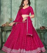 Embroidered Semi-Stitched Lehenga & Unstitched Blouse With Dupatta