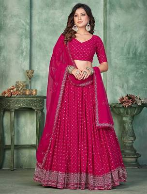 Embroidered Semi-Stitched Lehenga & Unstitched Blouse With Dupatta 2