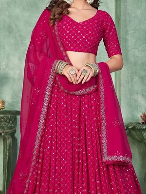 Embroidered Semi-Stitched Lehenga & Unstitched Blouse With Dupatta 3
