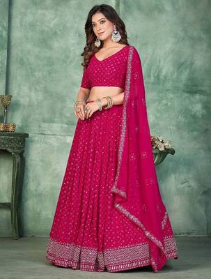 Embroidered Semi-Stitched Lehenga & Unstitched Blouse With Dupatta 4