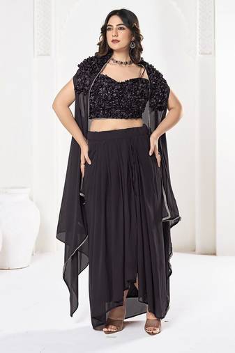 Embroidered Semi-Stitched Lehenga & Unstitched Blouse With Dupatta