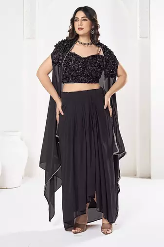 Embroidered Semi-Stitched Lehenga & Unstitched Blouse With Dupatta