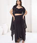 Embroidered Semi-Stitched Lehenga & Unstitched Blouse With Dupatta