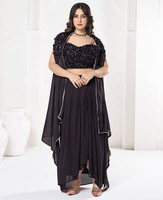 Embroidered Semi-Stitched Lehenga & Unstitched Blouse With Dupatta 3