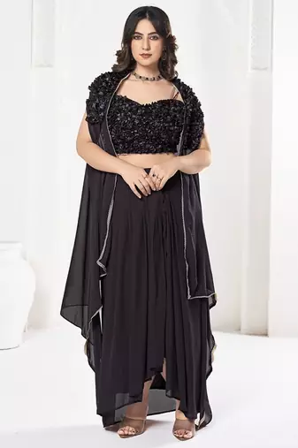 Embroidered Semi-Stitched Lehenga & Unstitched Blouse With Dupatta