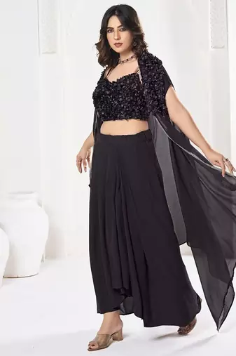 Embroidered Semi-Stitched Lehenga & Unstitched Blouse With Dupatta