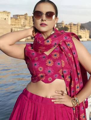 Printed Semi-Stitched Lehenga & Unstitched Blouse With Dupatta 2