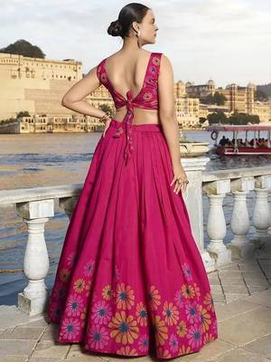 Printed Semi-Stitched Lehenga & Unstitched Blouse With Dupatta 3