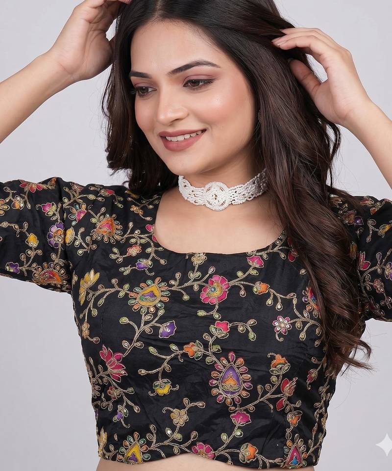 Designer embroidered viscose blouse for saree