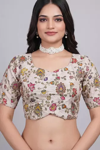 Sweetheart neck embroidered readymade blouse