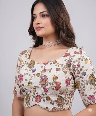 Sweetheart neck embroidered readymade blouse 2