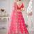 Pink & Gold-Toned Embroidered Semi-Stitched Lehenga & Unstitched Blouse&Dupatta