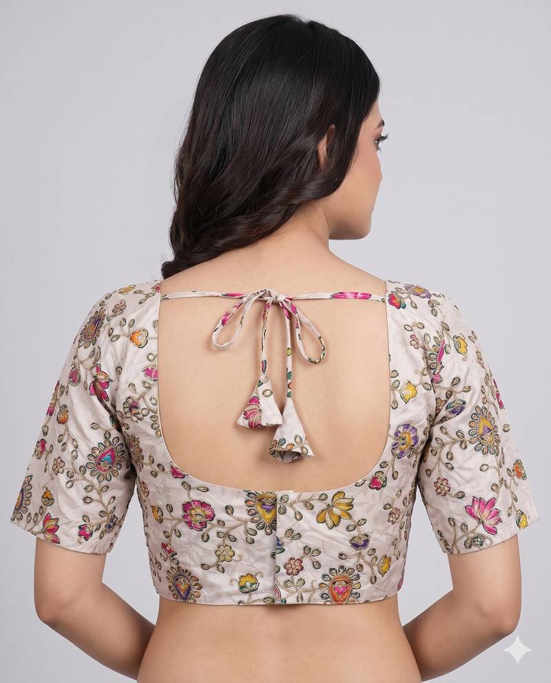 Sweetheart neck embroidered readymade blouse