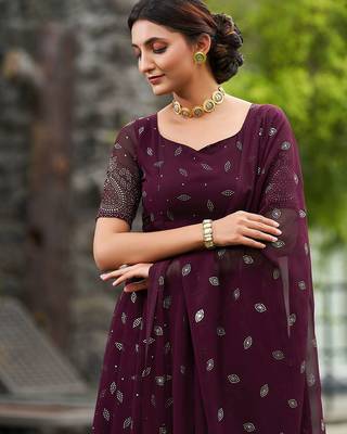 Embroidered Thread Work Semi-Stitched Lehenga & Unstitched Blouse With Dupatta 3