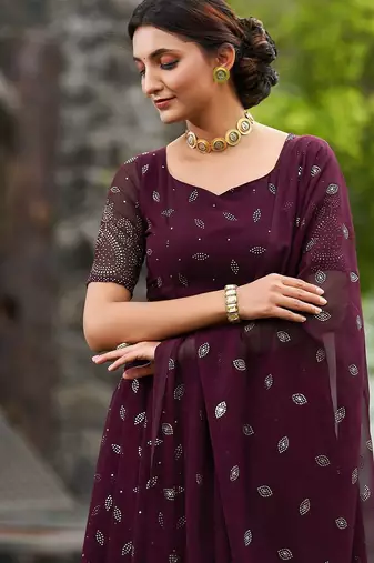 Embroidered Thread Work Semi-Stitched Lehenga & Unstitched Blouse With Dupatta