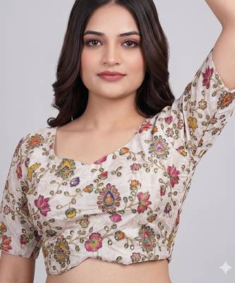 Sweetheart neck embroidered readymade blouse 5