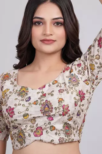 Sweetheart neck embroidered readymade blouse