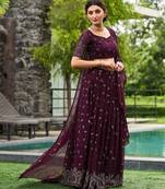 Embroidered Thread Work Semi-Stitched Lehenga & Unstitched Blouse With Dupatta