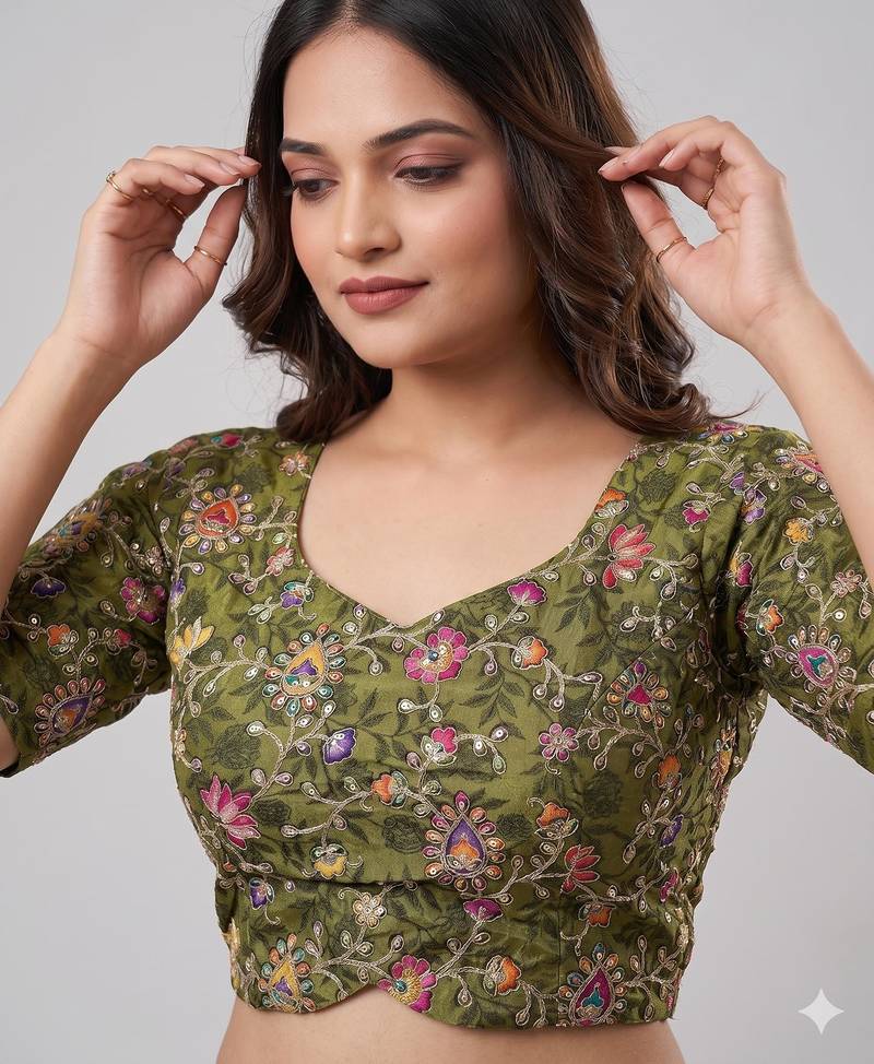 Wedding wear embroidered viscose blouse
