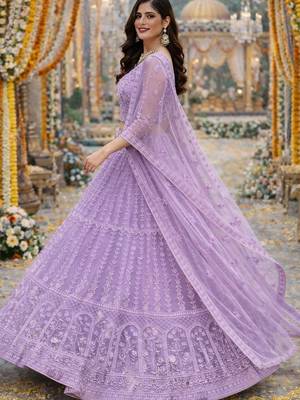 Embroidered Thread Work Semi-Stitched Lehenga & Blouse With Dupatta 2