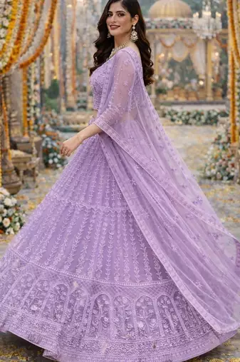 Embroidered Thread Work Semi-Stitched Lehenga & Blouse With Dupatta